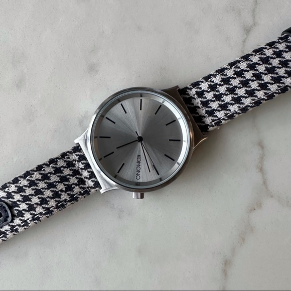 Komono watch BW houndstooth fabric + leather band - Picture 3 of 4
